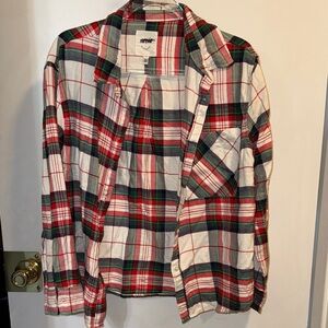 Aerie Men's Plaid Button Down Shirt - Red, Green, White